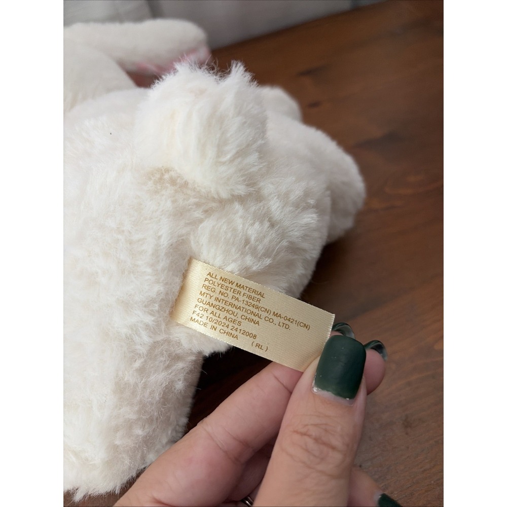 White & Pink Soft Bunny Rabbit Plush Rattle - Picture 4 of 5